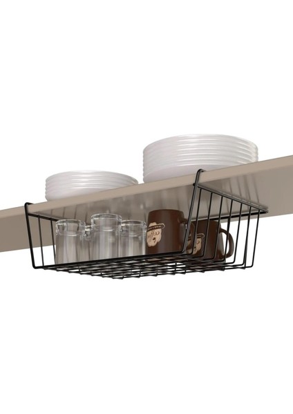 2 Adet Paslanmaz Metal Kanguru Raf Altı Sepeti [siyah] Raf Çelik Sepet Askılı Raf Düzenleyici Sepet fırsatları
