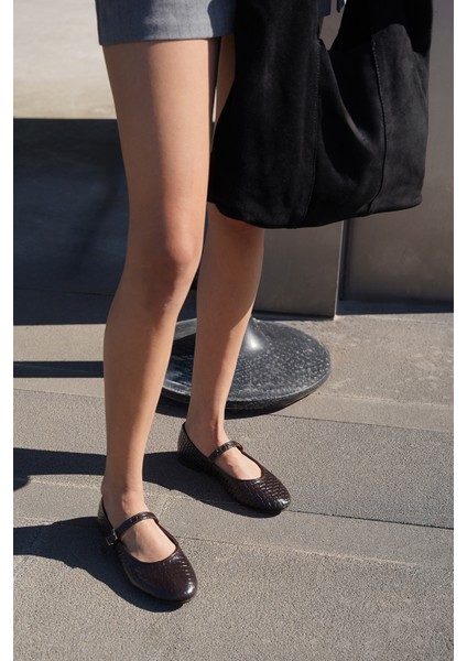 Kadın Desenli Bantlı Günlük Babet Afira Kahve fiyatları