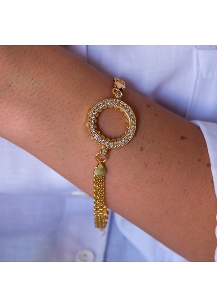 Çeyrek Altın Çerçeve Bileklik Çelik Altın Kaplama BLK-1109