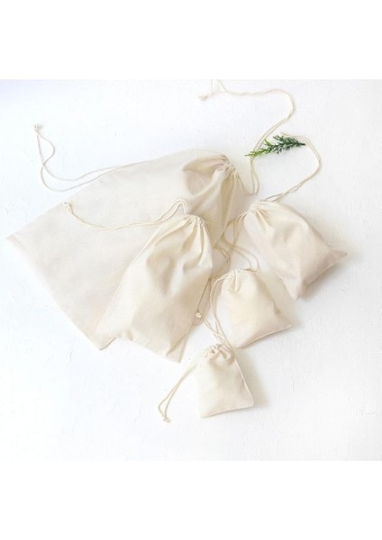 Bağcıklı Krem Ham Bez Kese, 10X15 cm 10 Adet modelleri