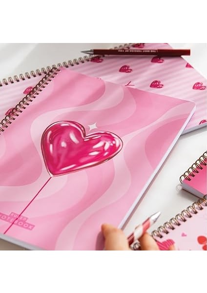 A4 Spiralli Karton Kapak 4’lü Set Çizgili Okul Defteri 80 Yaprak, Ders Programlı Kırmızı Kalp indirimleri