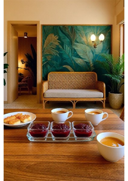 3'lü Tepsili Mini Kahvaltı Seti-Kase Takımı