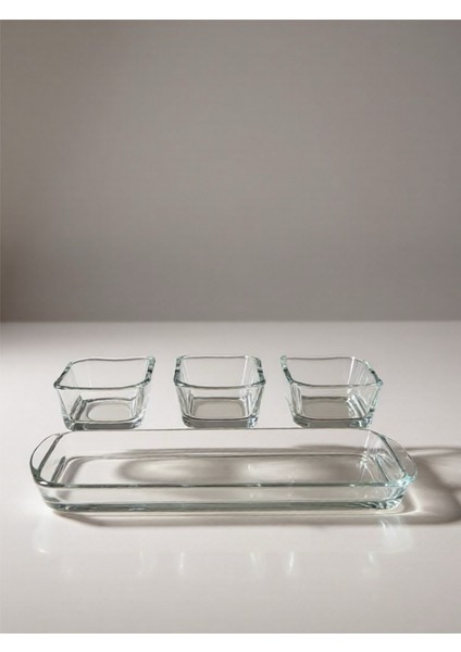 3'lü Tepsili Mini Kahvaltı Seti-Kase Takımı fırsatları