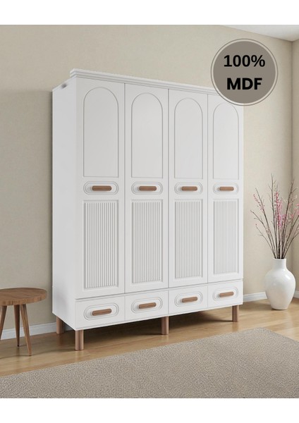 Perry 4 Kapaklı Çekmeceli Mdf Gardırop