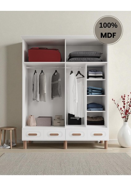 Perry 4 Kapaklı Çekmeceli Mdf Gardırop fiyatları