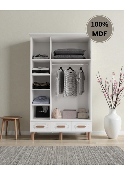 Perry 3 Kapaklı Mdf Çekmeceli Gardırop fiyatları