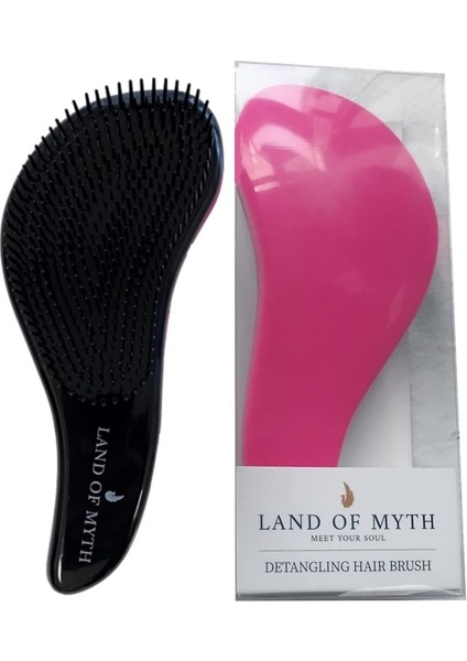 Land Of Myth - LOM1012 Curved Detangler, Yetişkin & Çocuklar Için Kavisli Dolaşık Saç Açma ve Düğüm Çözücü Tarak & Fırça, Islak, Kuru, Düz, Kıvırcık Saçlar Için (Pembe) fiyatları