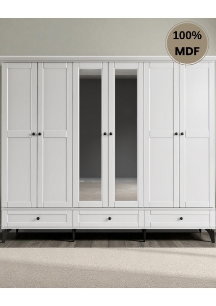 Silva 6 Kapaklı Çekmeceli Mdf Gardırop