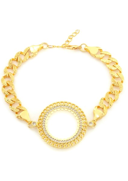 Yarım Altın Çerçeve Bileklik Çelik Altın Kaplama Fİgaro Model BLK-1105 indirimleri