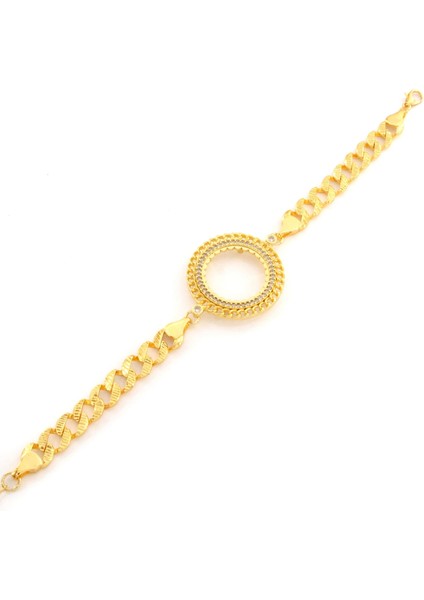 Yarım Altın Çerçeve Bileklik Çelik Altın Kaplama Fİgaro Model BLK-1105