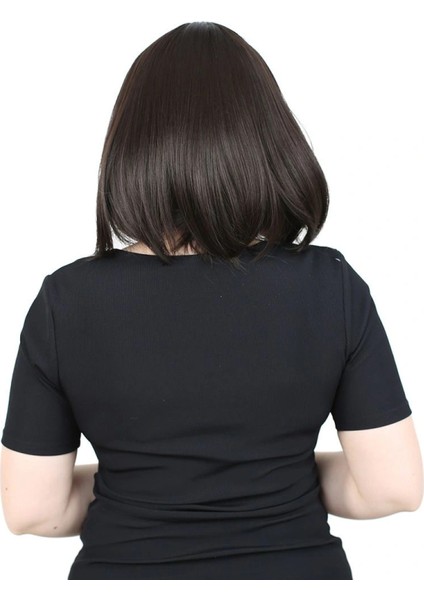 Küt Kahküllü Fiber Sentetik Peruk - Kahverengi fırsatları