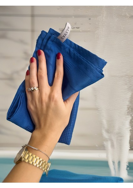 Aliva's Premium Mikrofiber Sihirli Temizlik Bezi 40 X60 Cm- Mavi ve Antrasit Gri Renk 2 Adet