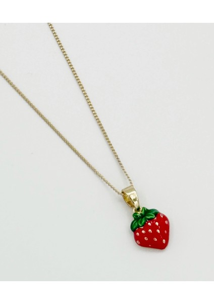 14K Gold Plated Strawberry Kids Kolye