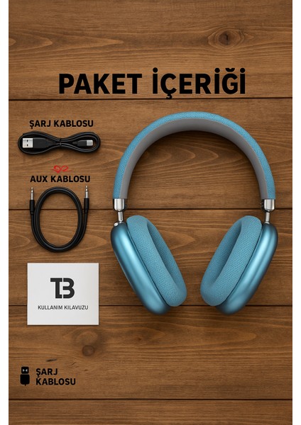 Wave Kablosuz Kulaküstü Kulaklık – Bluetooth Kulaklık 5.3, Katlanabilir, Mikrofonlu, Aux Girişli
