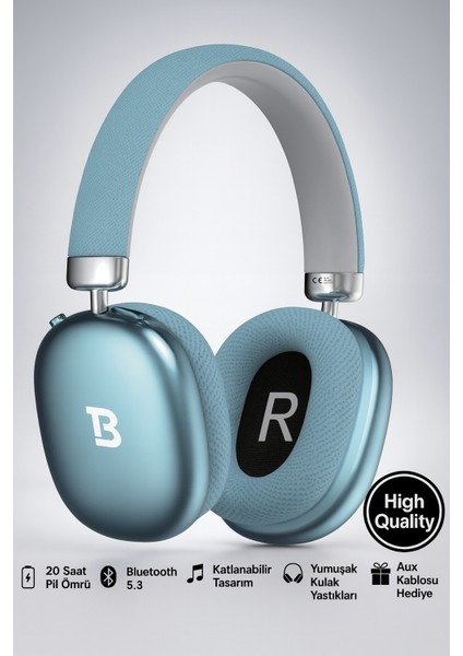 Wave Kablosuz Kulaküstü Kulaklık – Bluetooth Kulaklık 5.3, Katlanabilir, Mikrofonlu, Aux Girişli