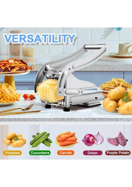 Çelik Patates Dilimleyici - Çok Fonksiyonlu Patates Dilimleyici, Sebze Doğrayıcı &amp;amp; Rendeli Ayarlanabilir Bıçak ile Düzgün Dilimler (4887) fiyatları