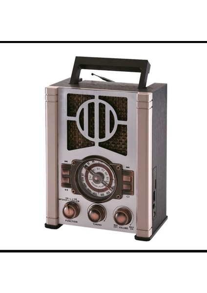 Kahverengi Eskitme Nostalji Tasarımlı Bluetooth Radyo, Şık ve Kullanışlı Müzik Cihazı