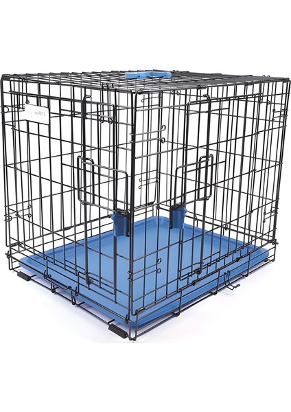 Voyager Katlanır Metal Köpek Kafesi 2 Kapılı Mavi 106X71X76CM