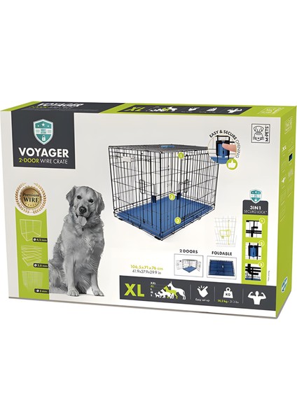 Voyager Katlanır Metal Köpek Kafesi 2 Kapılı Mavi 106X71X76CM fiyatları
