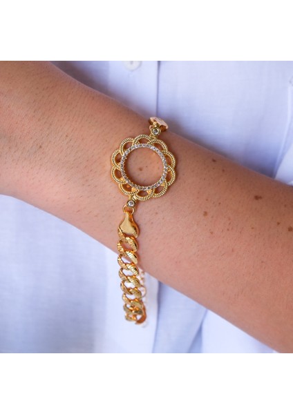 Çeyrek Altın Çerçeve Bileklik Çelik Altın Kaplama Figaro Model BLK-1103 indirimleri