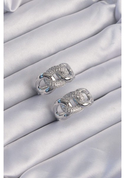 Pirinç Gümüş Renk Zirkon Taşlı Samanyolu Küpe fiyatları