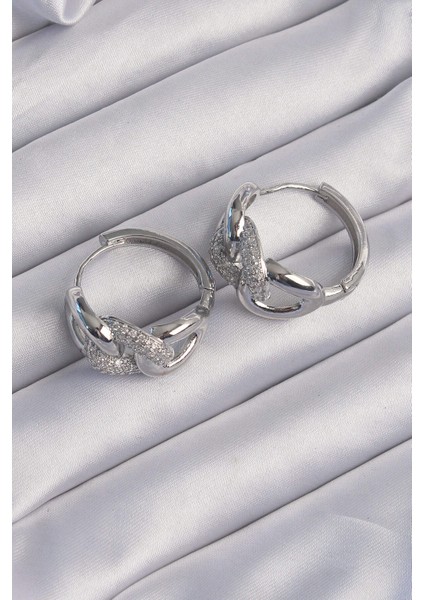 Pirinç Gümüş Renk Zirkon Taşlı Samanyolu Küpe modelleri