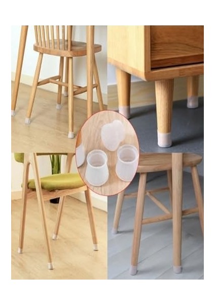 Masa Ayak, Çorabı, Sürtünme Ses Önleyici Silikon, 12 Adet (Beyaz) modelleri