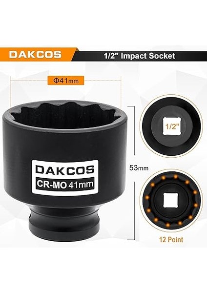 1/2 "sürücü 41MM Soket 12 Ponit Darbeli Anahtar Soket Tahrik Mili Aracı Güç Soketi, Cr-Mo Soket fiyatları