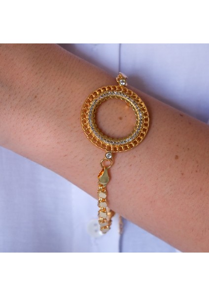 Yarım Altın Çerçeve Bileklik Çelik Altın Kaplama Arpa Model BLK-1106