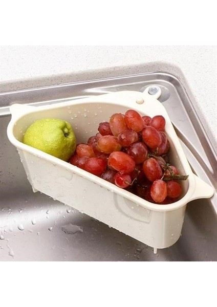 Buffer® Vantuzlu Üçgen Sebze Meyve Lavabo Raf Evye Süzgeç Sünger Tutucu Düzenleyici Mutfak Organize