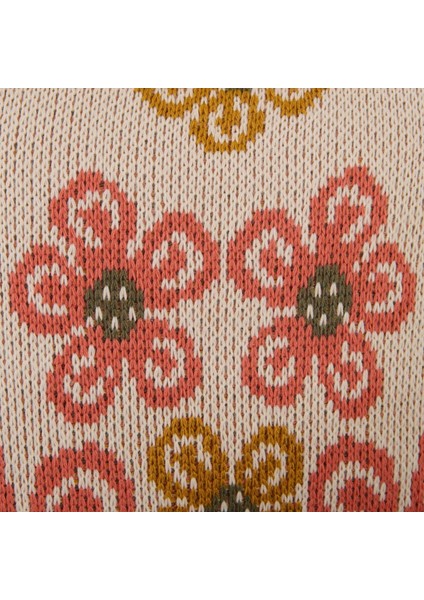Soft Çiçek Desenli Triko Kırlent Kılıfı - Bej - 45X45 cm fiyatları