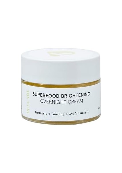 Pelcare Superfood Brightening Overnight Cream |aydınlatıcı Yoğun Krem (Zerdeçal | Ginseng |%3 Bitkisel Vitamin C)