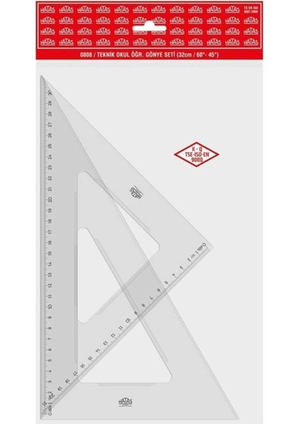 Teknik Okul Öğrenci Gönye Seti Büyük Boy (32 Cm) 30-60-90 ve 45-45-90