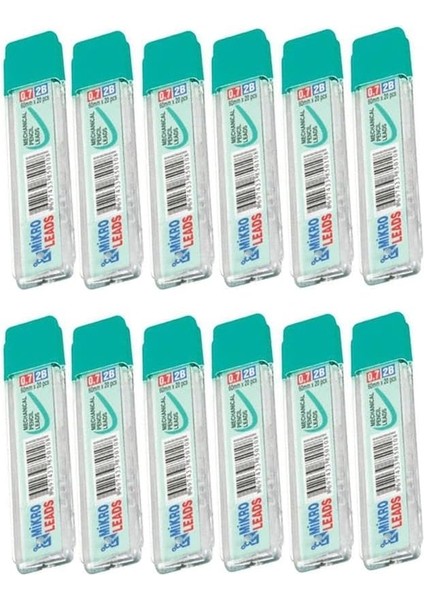 Kalem Ucu 2b 0,7 mm 12 Adet Mekanik Uçlu Otomatik Kurşun Kalem Ucu 2b 60MM x 0,7mm Siyah Mikro Uç Kısa