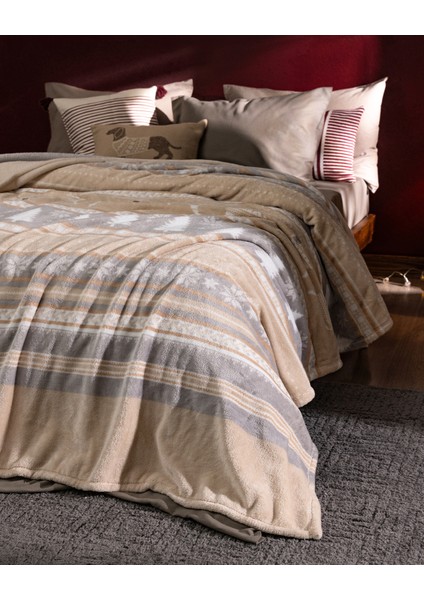 Nozane Tek Kişilik Welsoft Baskılı Battaniye - Gri/bej fiyatları