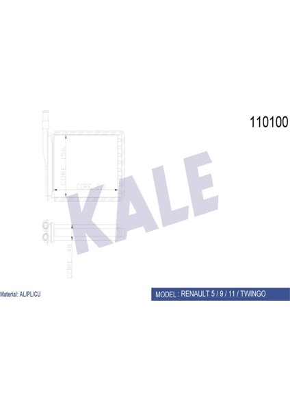 -0581842AL-110100 - Kalorifer Radyatörü Renault 9 R11 85=> Bakır Borulu (At/mt) [mekanik] [210X156X40]