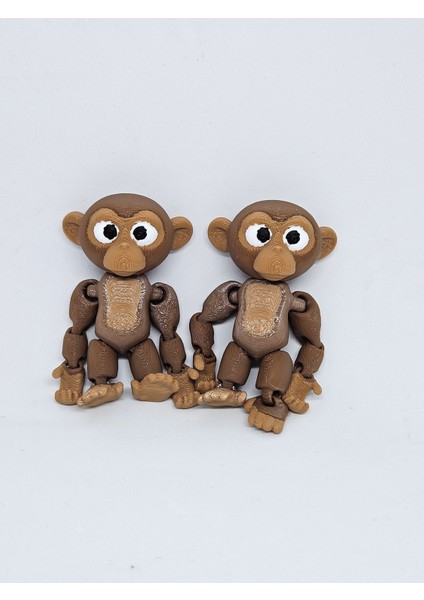 Aysbistudio 2li Sevimli Mini Şempanze Hayvan Oyuncak – Flexi Hayvan Figür +4 Yaş - Bpa Free