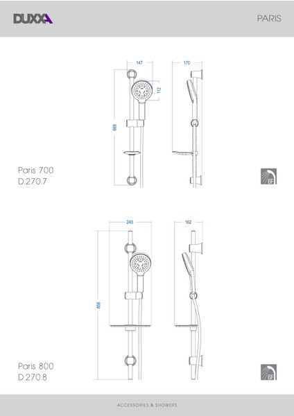 Paris 700 Sürgülü Duş Seti Krom D.267.7 fırsatları