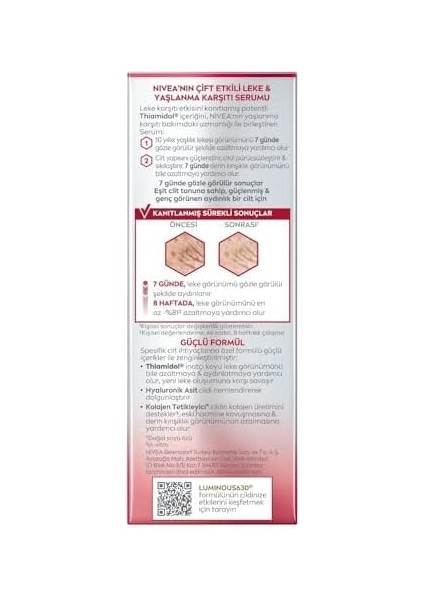 Nıvea LUMINOUS630 Leke & Yaşlanma Karşıtı Serum 30 Ml,hyaluronik Asit ve Kolajen Tetikleyici modelleri