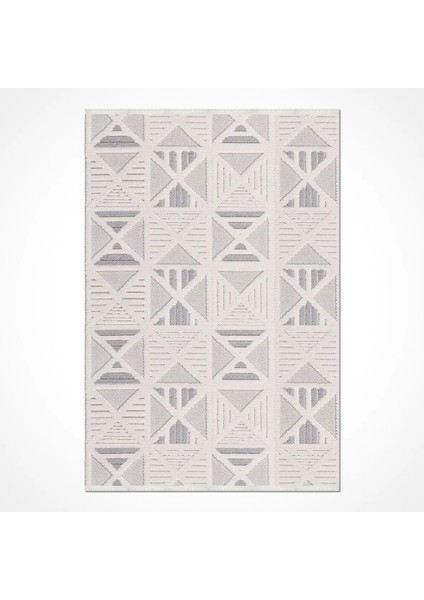 Grajera Geometrik Beyaz Polyester Kaydırmaz Tabanlı Makine Halısı fiyatları