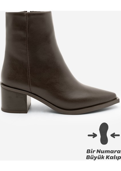 Kadın Sivri Burun Dikiş Detaylı Kalın Topuklu Bot Vorsis modelleri