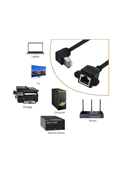 7747 RJ45 Dişi Erkek Uzatma 1.5m Dirsek Köşeli 90 Derece Panel Tipi Cat6 Montaj Kablosu(1.5 Metre) fırsatları