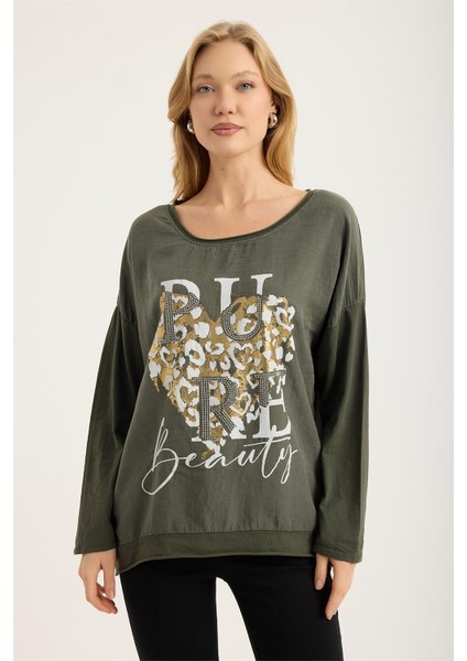 Yaldızlı Kalp Pure Bluz