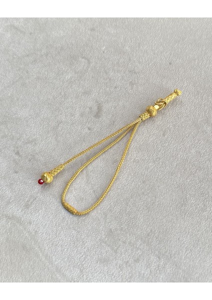 Gümüş Kazaziye Özel Halka Kamçı Model Kırmızı Boncuk Detaylı Gümüş Tespih Püskülü