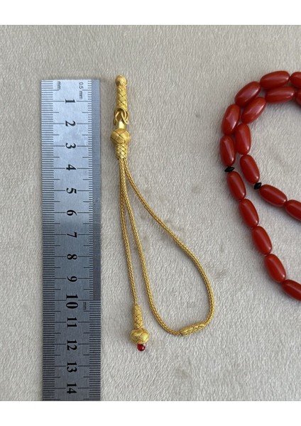 Gümüş Kazaziye Özel Halka Kamçı Model Kırmızı Boncuk Detaylı Gümüş Tespih Püskülü indirimleri