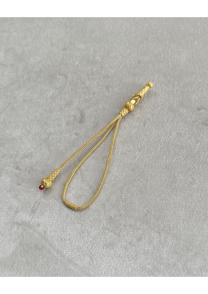 Gümüş Kazaziye Özel Halka Kamçı Model Kırmızı Boncuk Detaylı Gümüş Tespih Püskülü