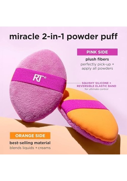Real Techniques 4 Paket Mucize 2&apos;si 1 Arada Puflar, Çift Taraflı Makyaj Karıştırma Pufu, Tersinir Elastik Bant, Hassas Makyaj Süngeri ve Pudra Pufu, Sıvı, Krem ve Toz Ürünleri Için