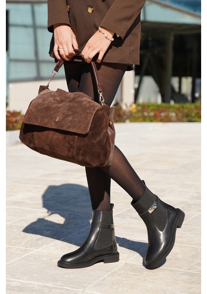 Kadın Hakiki Deri Fermuarlı Çıkabilen İç Cepli El ve Omuz Çantası Ornis Kahve Süet fırsatları