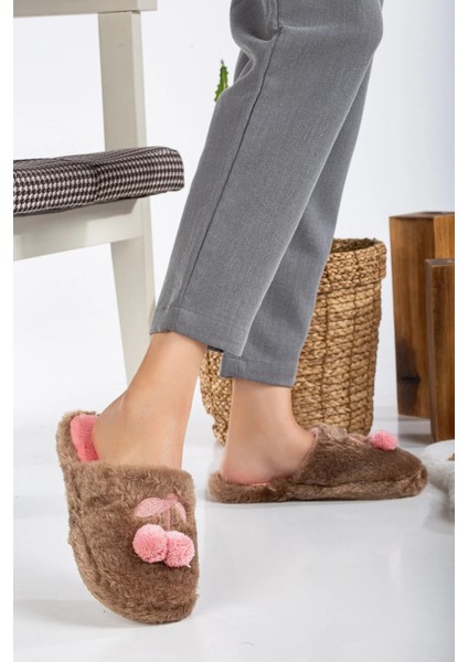 Kadın Ev Terliği Kirazlı Ev Terliği Kışlık Terlik Misafir Terliği Tüylü Terlik modelleri