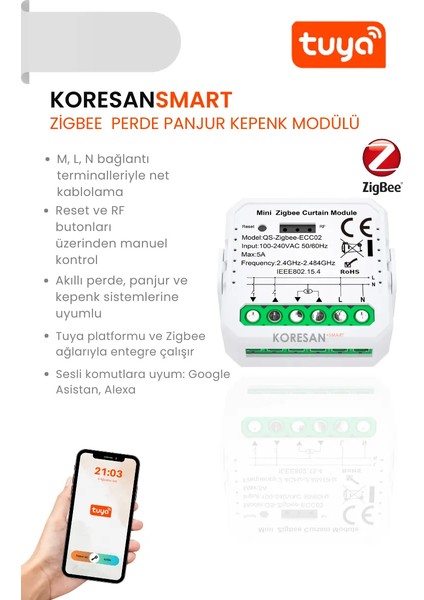 Zigbee Tuya Uyumlu Perde Panjur Kepenk Modülü fiyatları